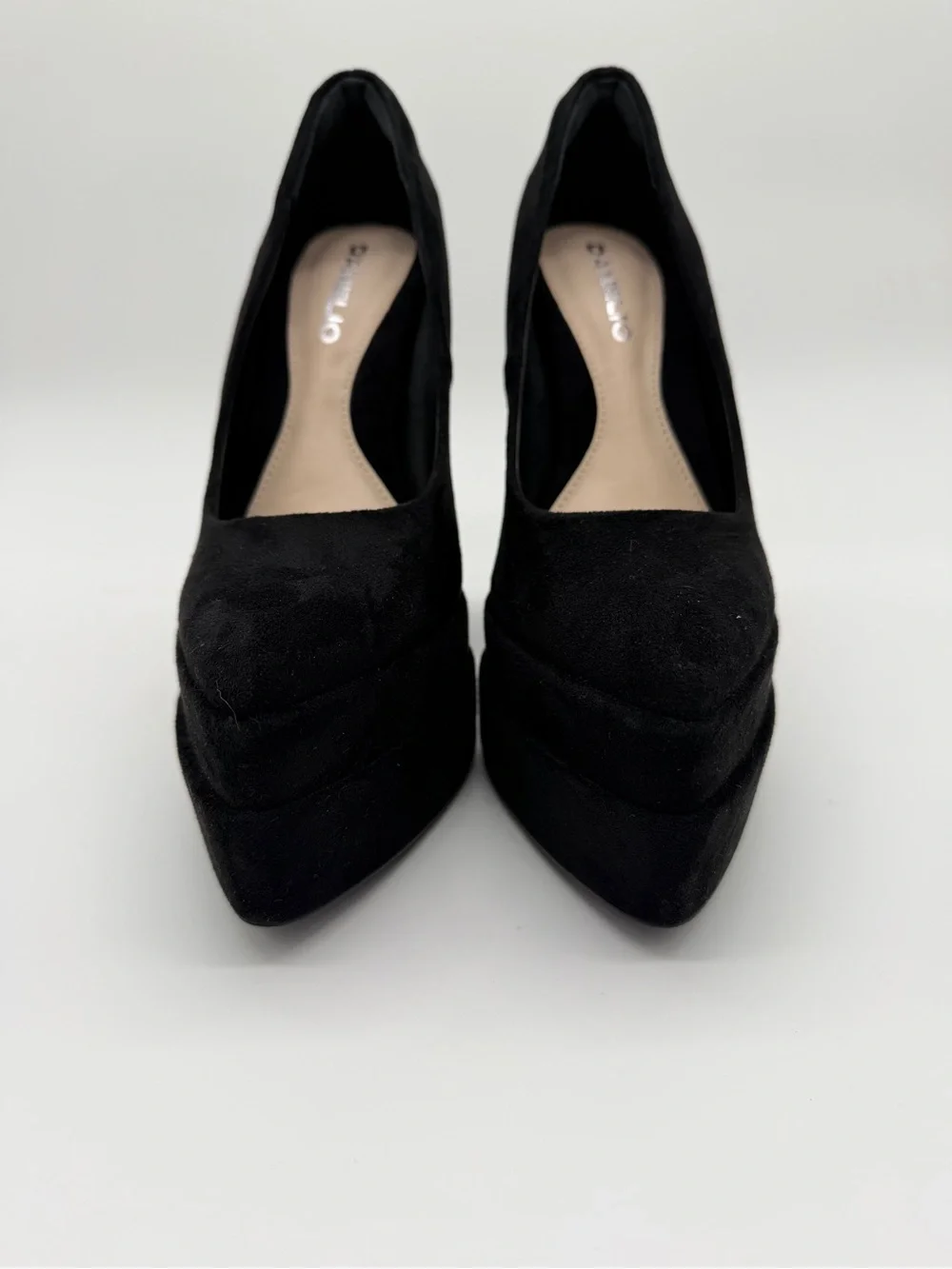 D'Amelio Marlania Platform Pump Black Microsuede Chunky Heel - US 5.5M